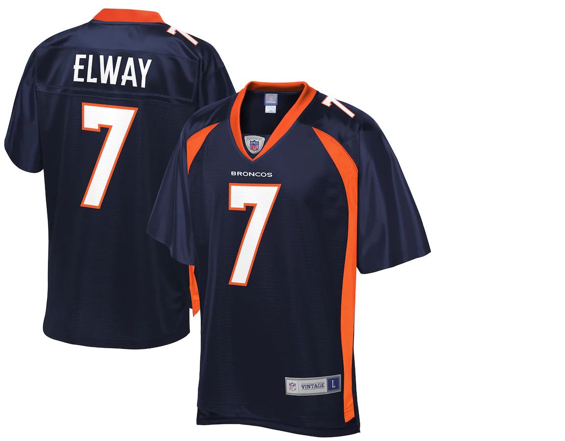 Men Denver Broncos #7 John Elway Pro Line Navy Replica Retired Player NFL Jersey